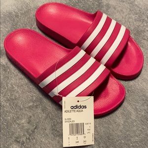 Adidas hot Pink Adilette Aqua Slidders size 7 US